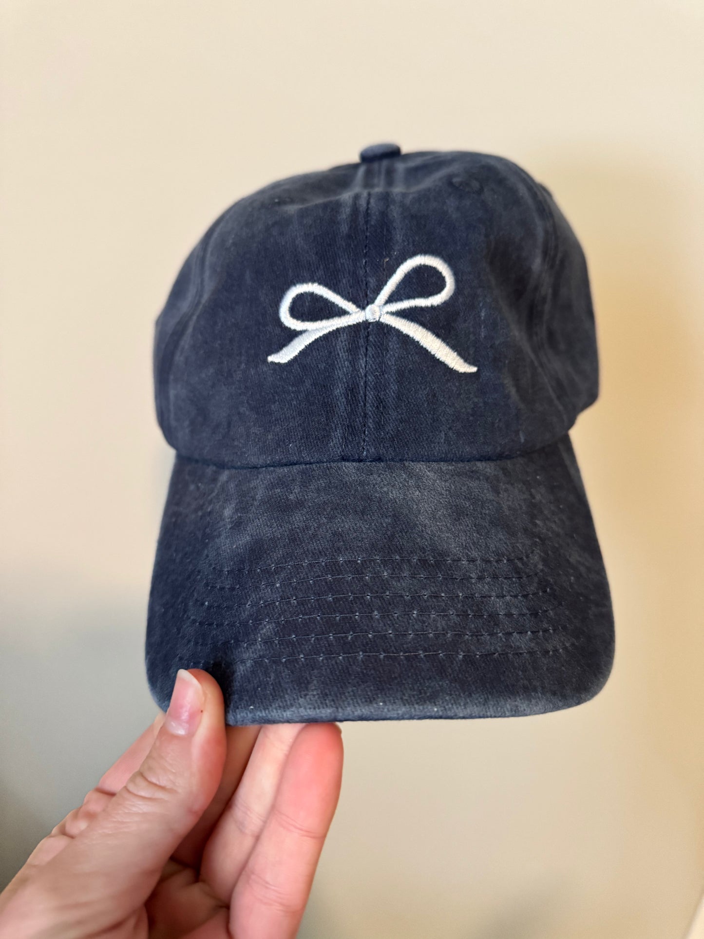 Bow Baseball Hat-Washed Navy