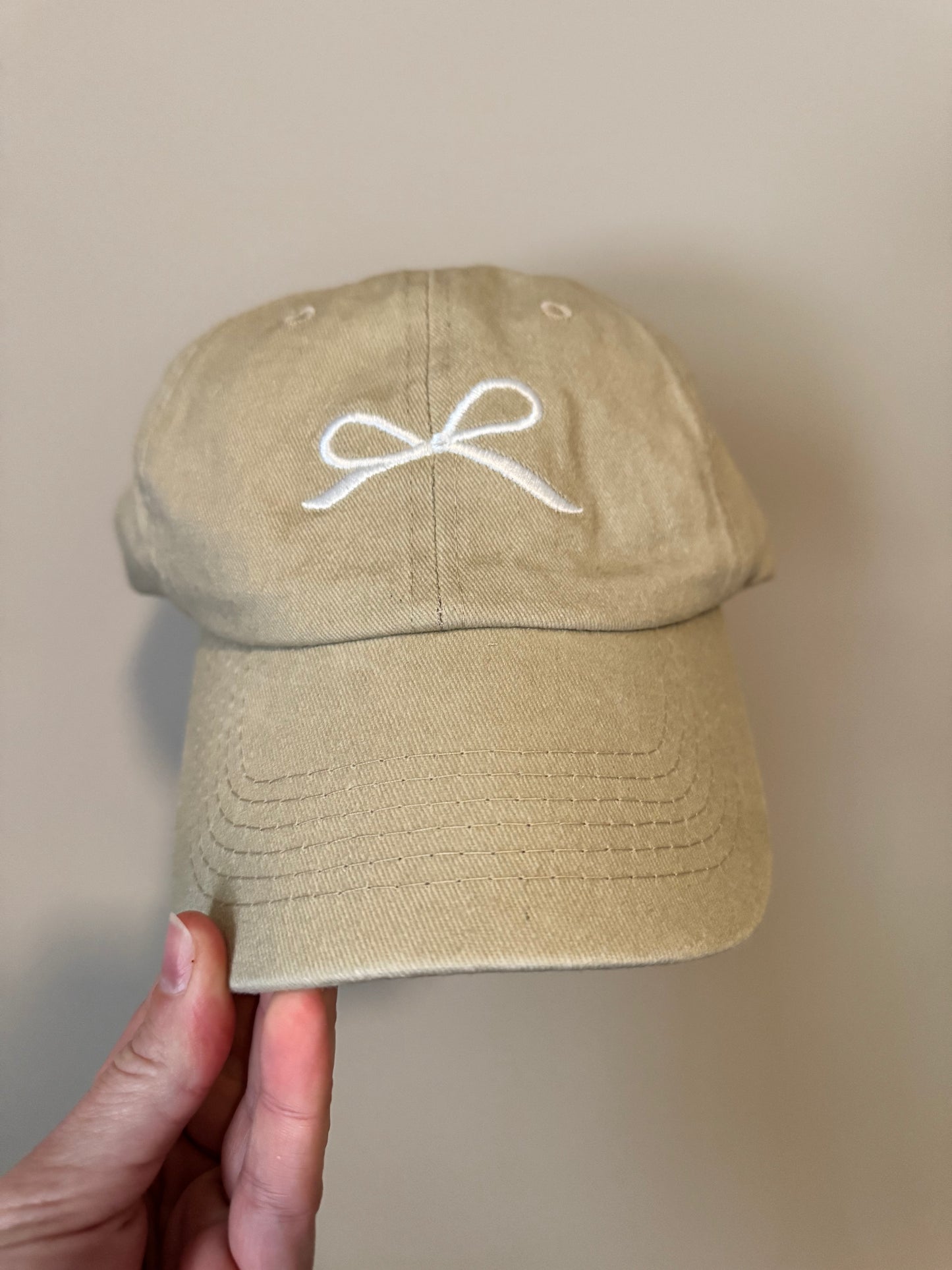 Bow Baseball Hat-Beige