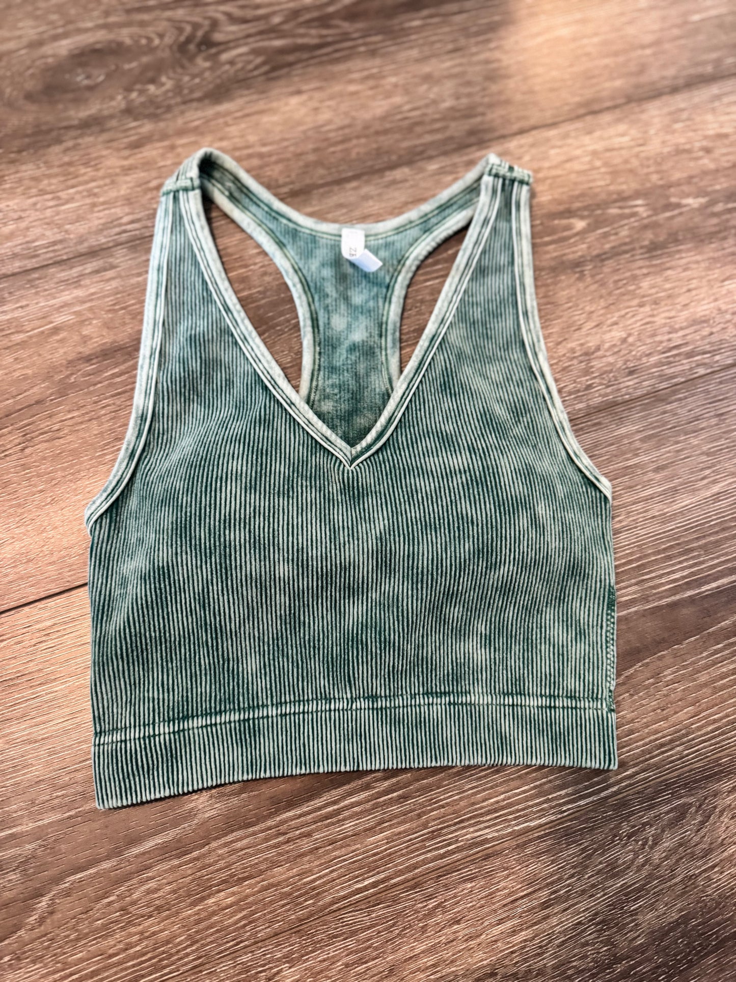 V-Neck Bralette-Dark Green