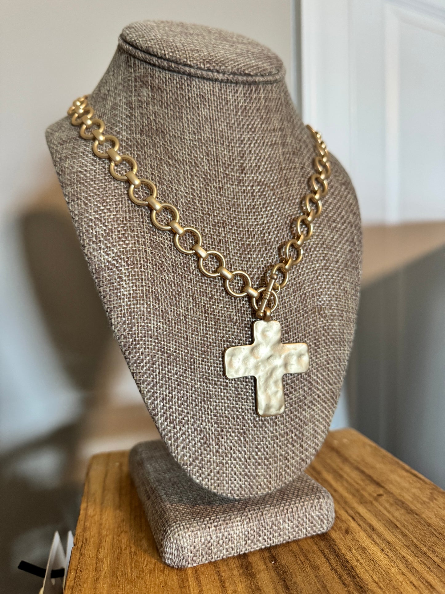 Hammered Cross Necklace