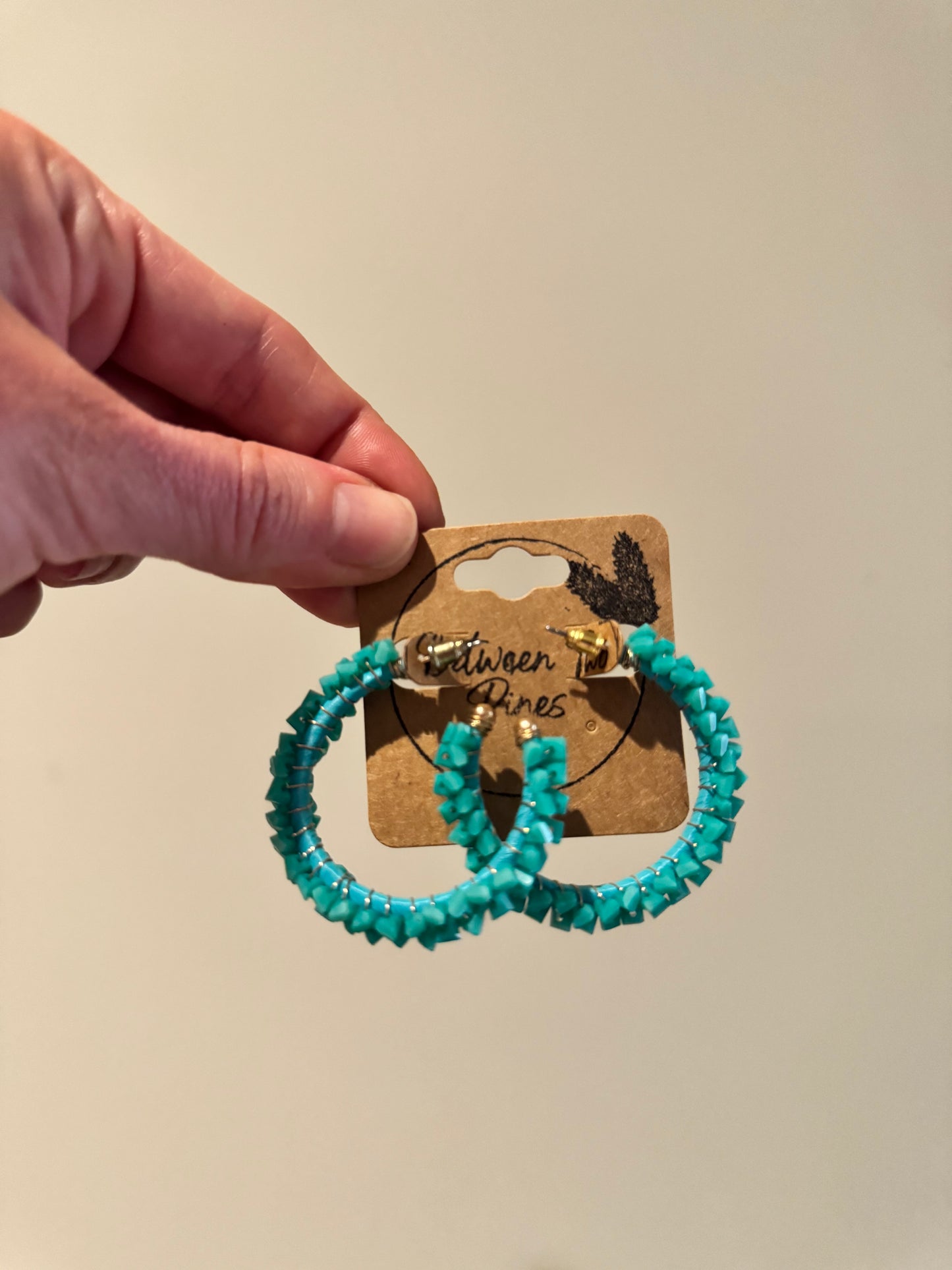 Beaded Hoops- Turquoise
