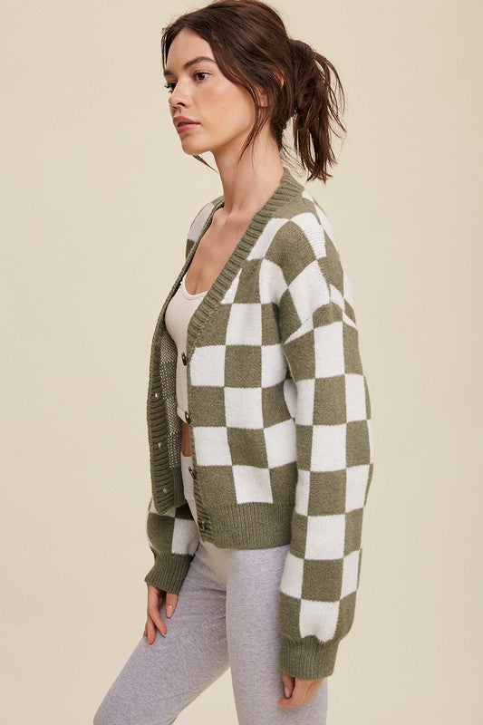 Olivia Checkered Cardigan