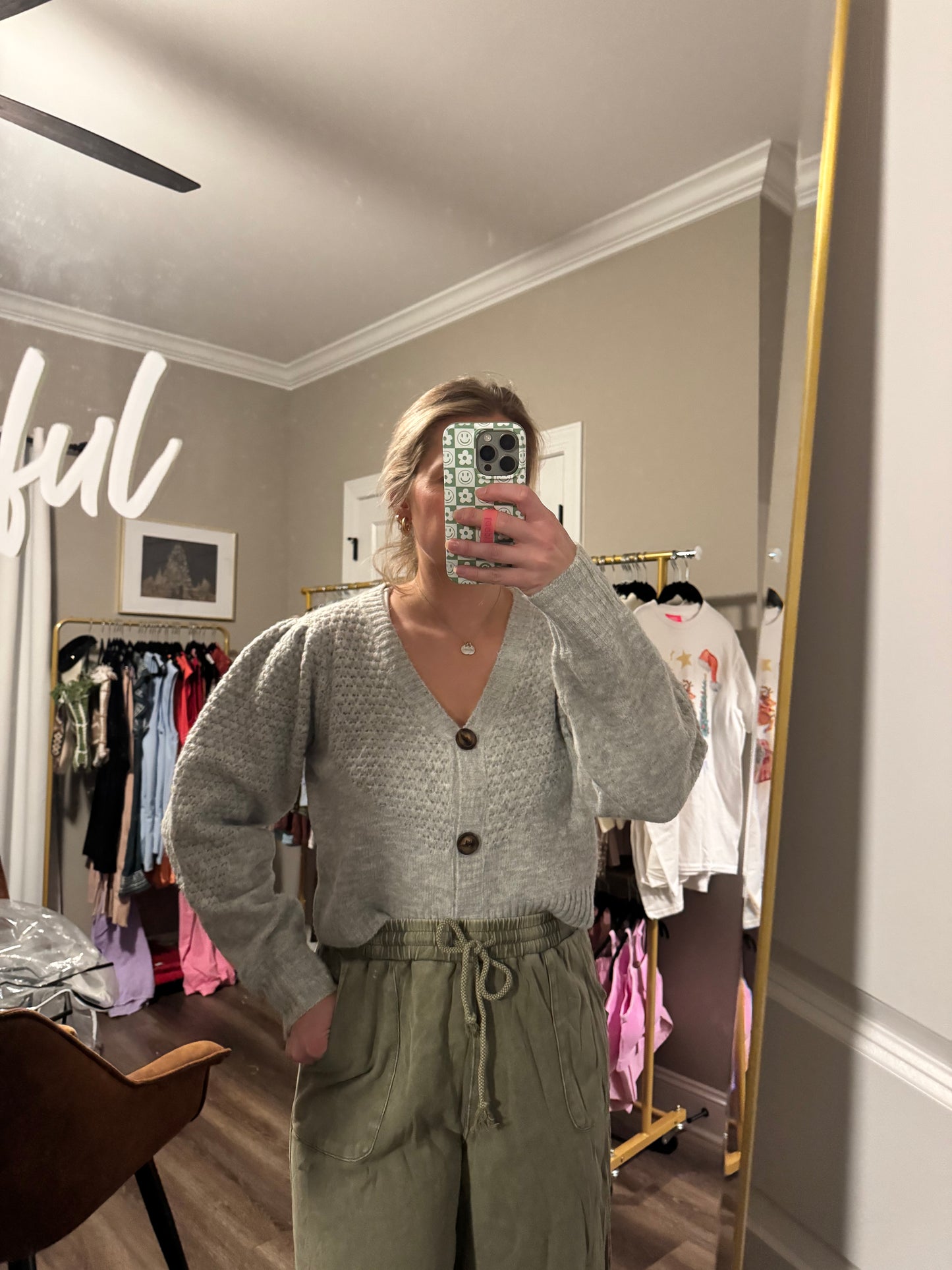 Grey Button Down Cardigan