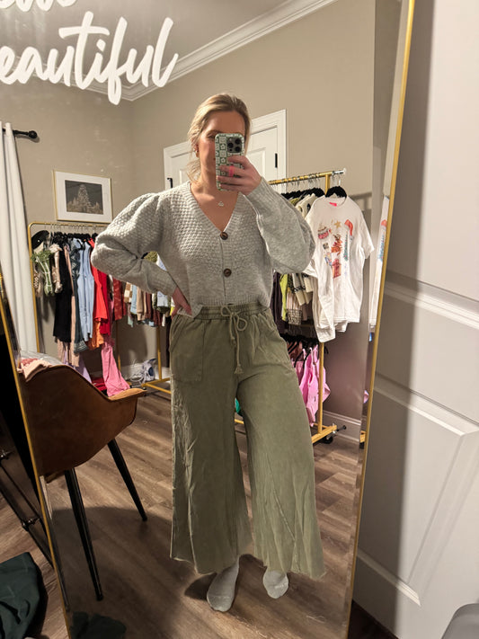 Olive Wide Leg Pants