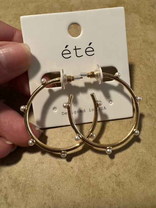 Large Pearl Stud Hoops