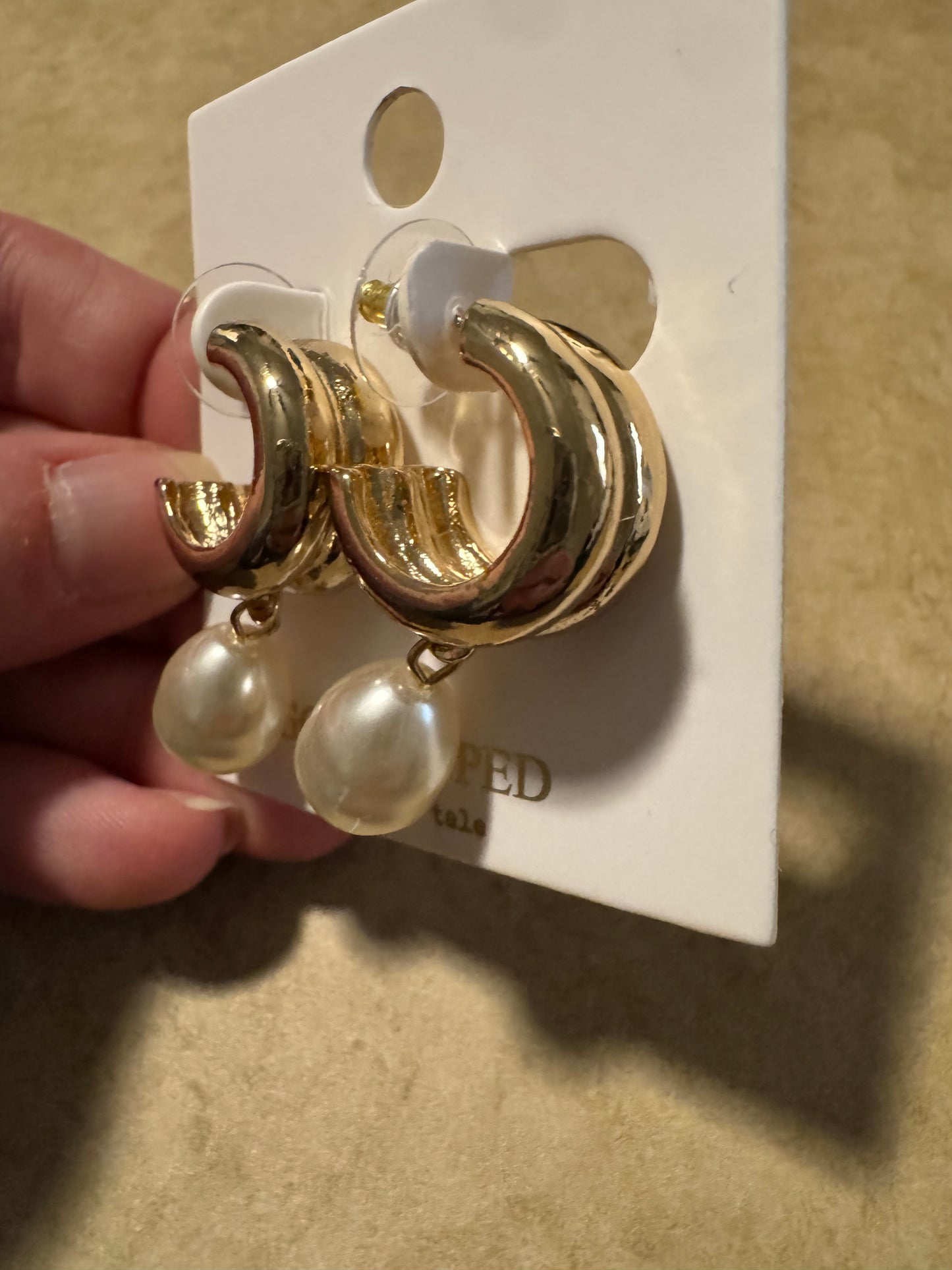 Pearl Dangle Huggies