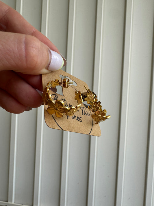 Golden Daisy Hoops