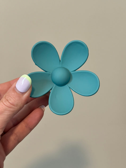 Flower Claw Clip-Teal