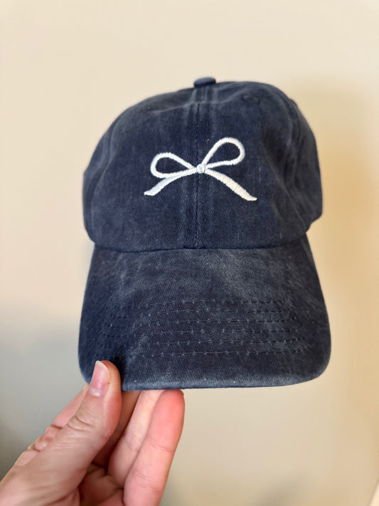 Bow Baseball Hat-Washed Navy