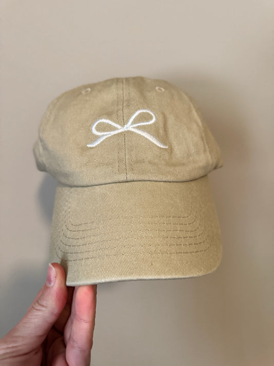 Bow Baseball Hat-Beige