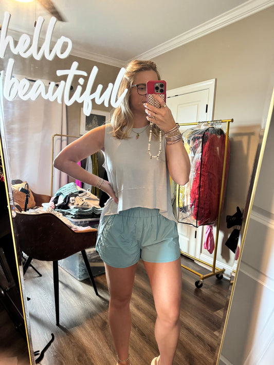 Phoebe Athletic Shorts- Dusty Teal