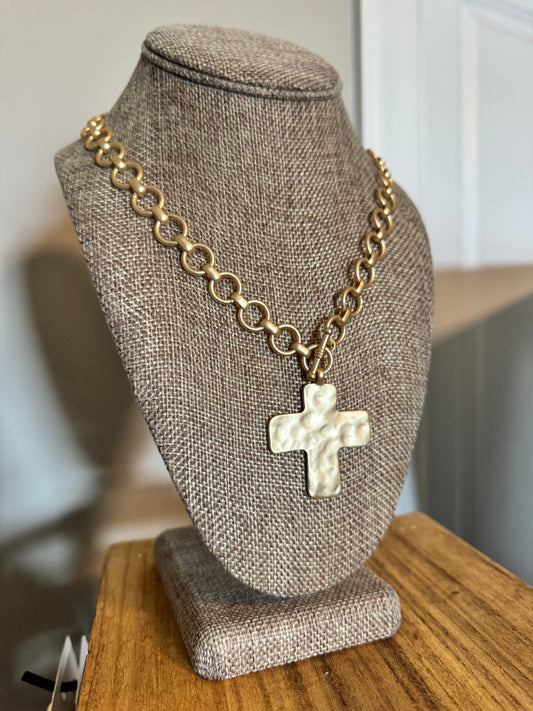 Hammered Cross Necklace