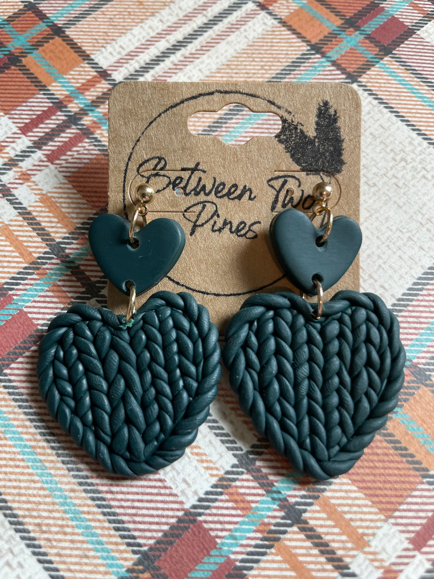 Knit Clay Heart Dangles