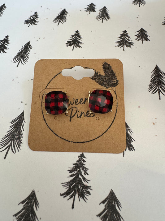 Buffalo Plaid Studs