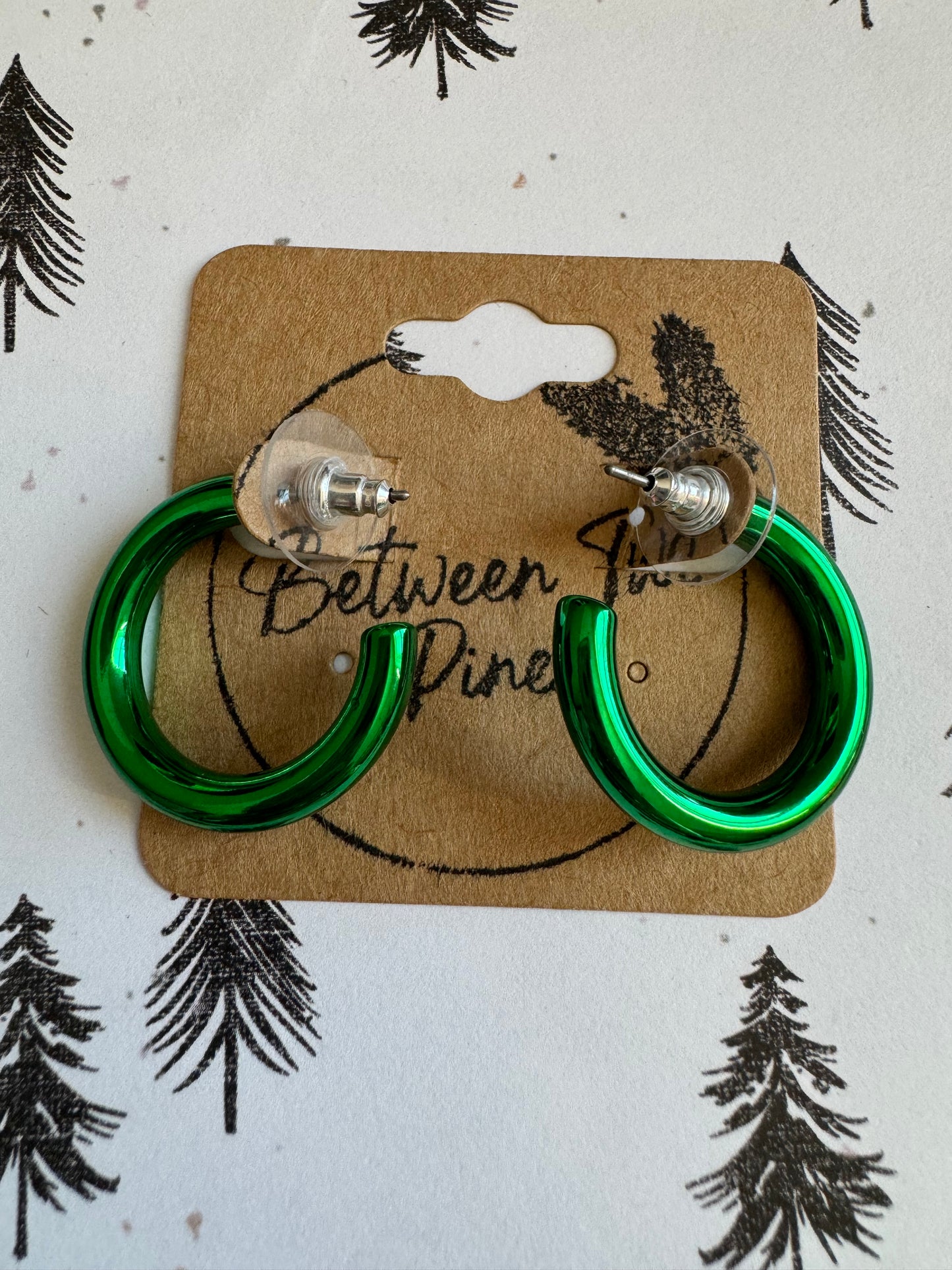 Green Christmas Hoops