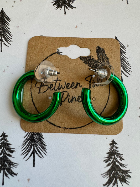 Green Christmas Hoops