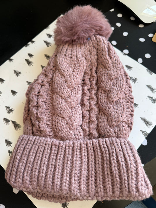 Mauve Pom Beanie