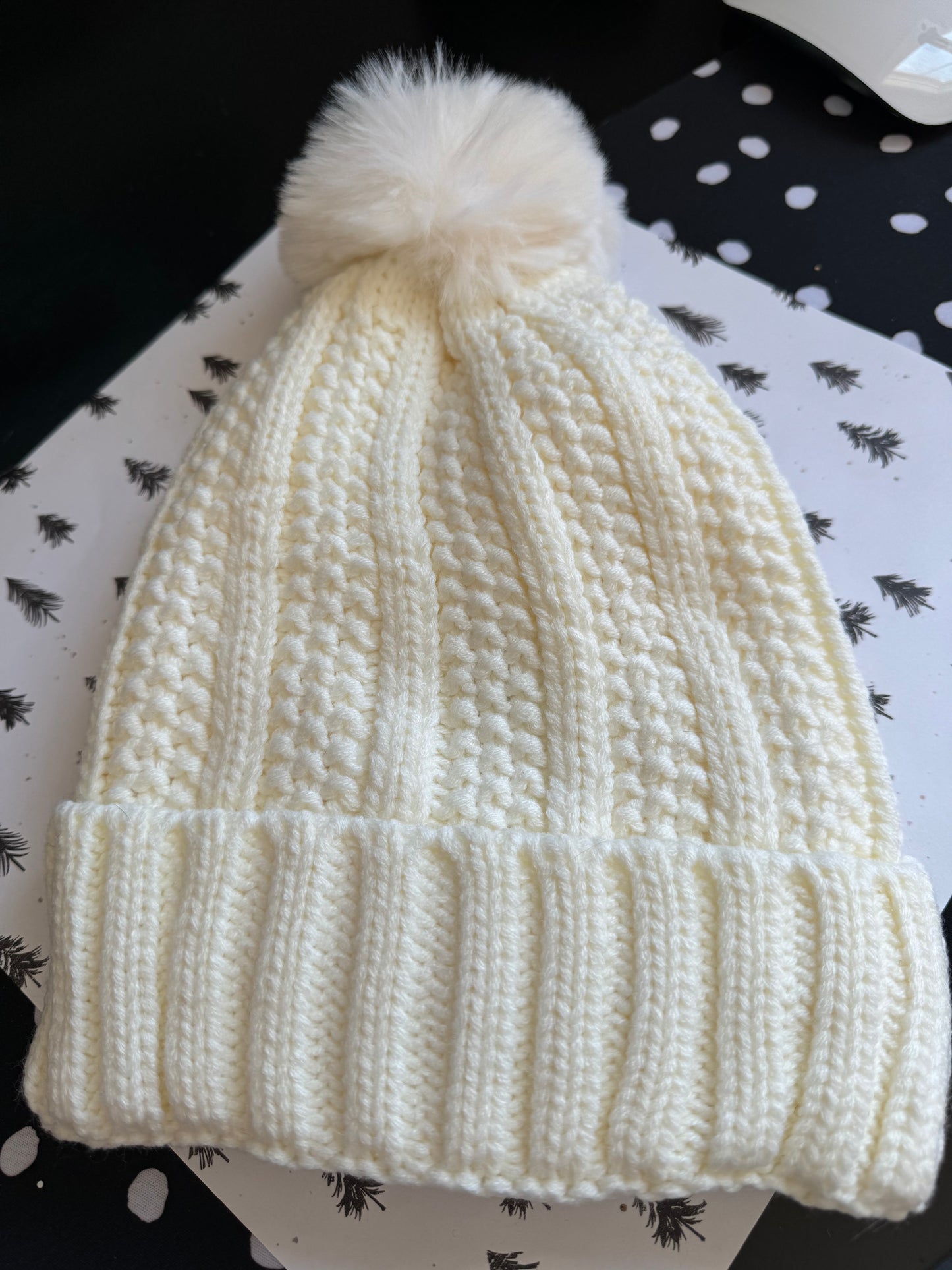 Cream Pom Beanie