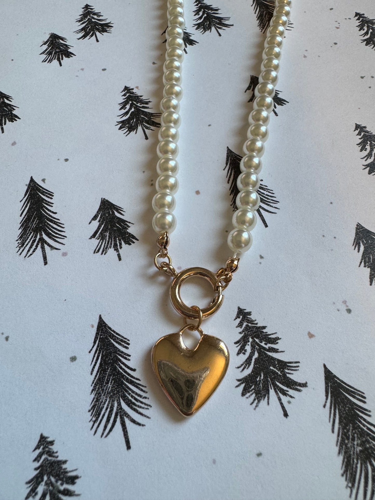 Pearl Heart Charm Necklace