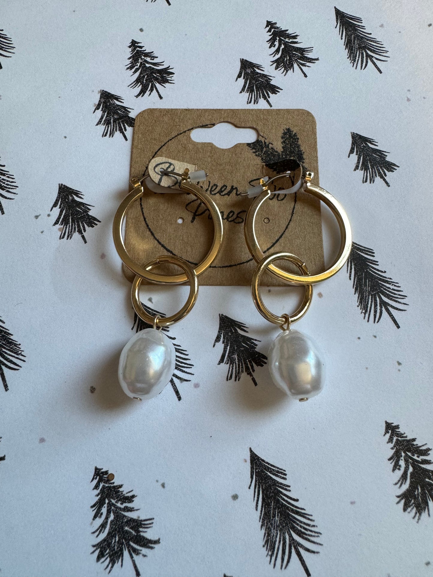 Double Hoop Pearl Earrings