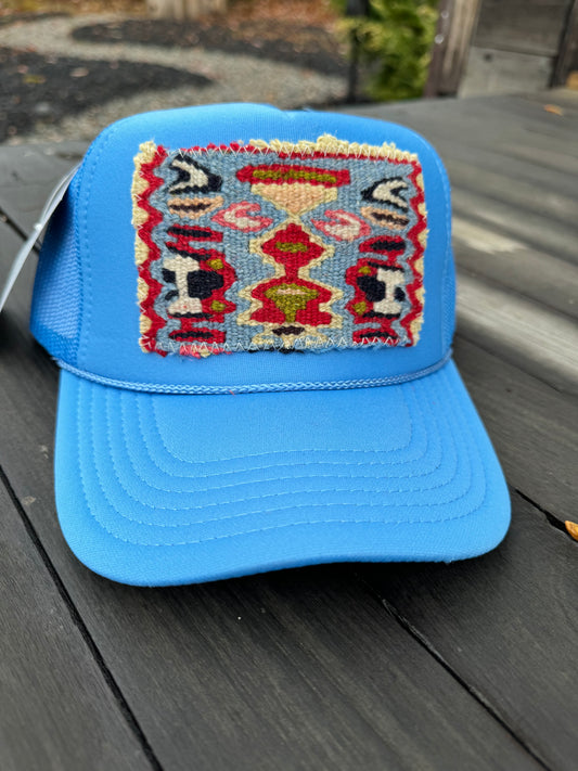 Patch Trucker Hat-Blue/Red