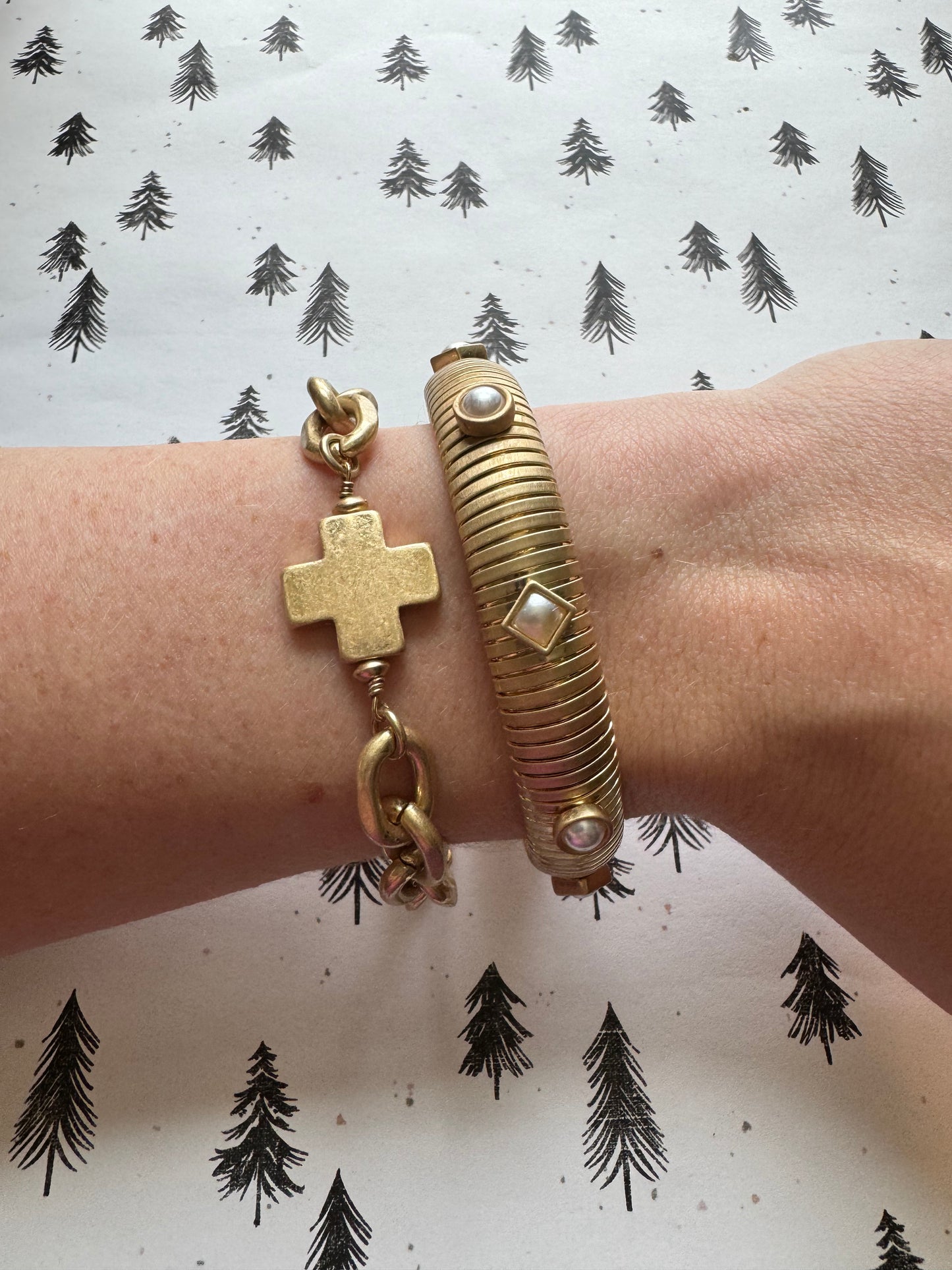 Gold Cross Chain Bracelet