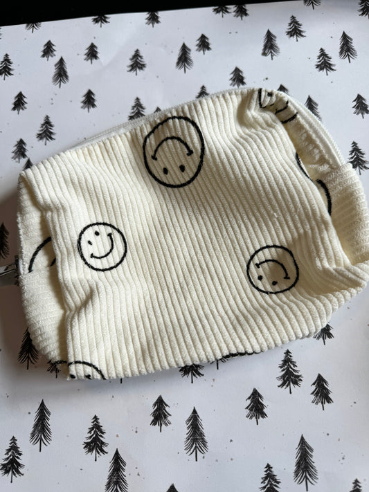 Smiley Cosmetic Bag- White