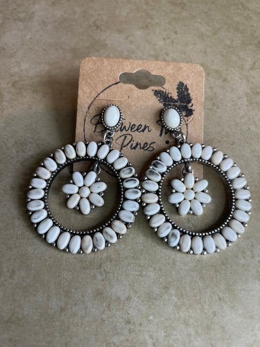 White Stone Hoops