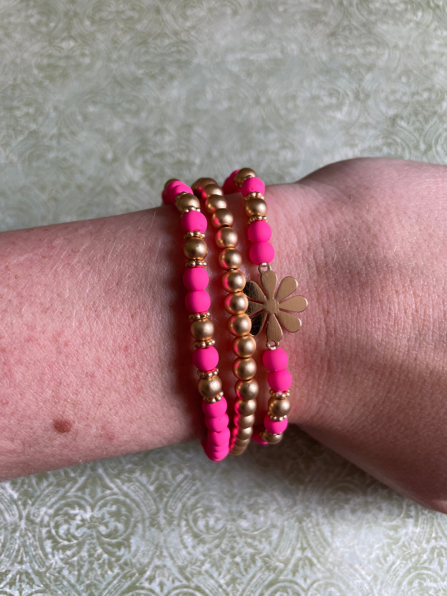 Pink and Gold Bracelet Stack