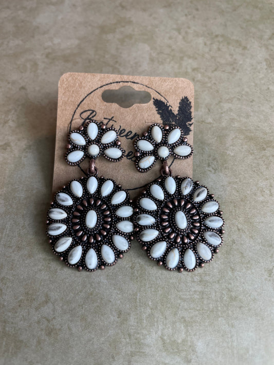 White Stone Dangle Earrings