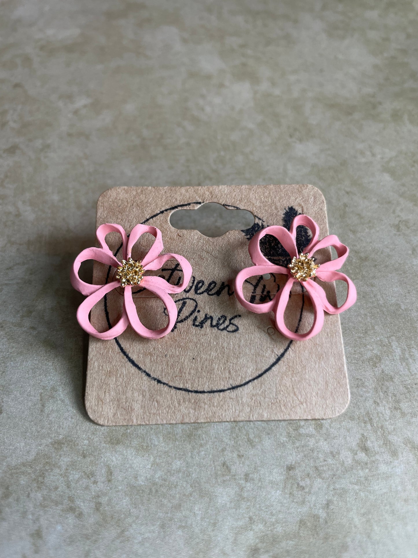 Pink Flower Studs