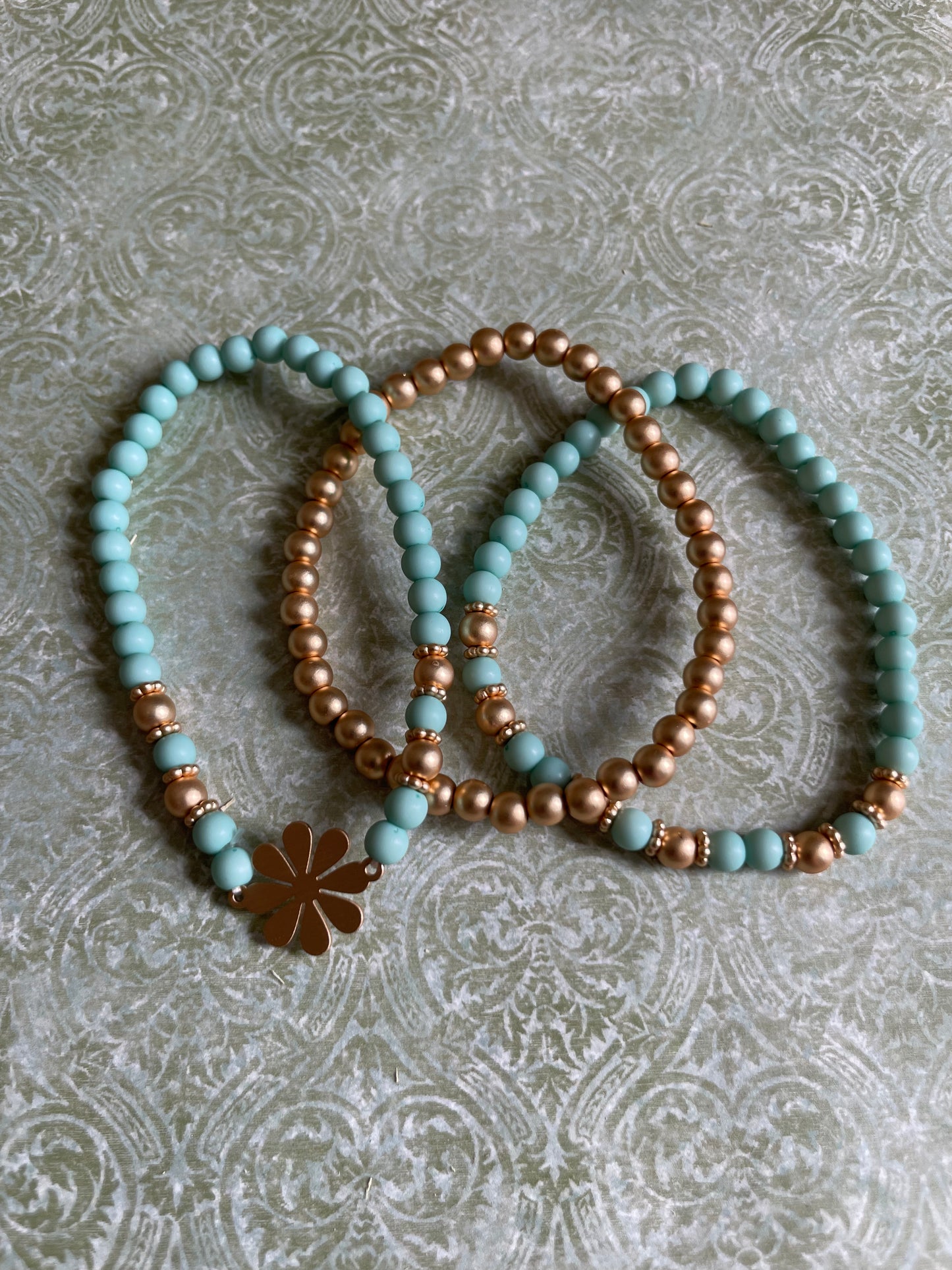 Teal and Gold Bracelet Stack