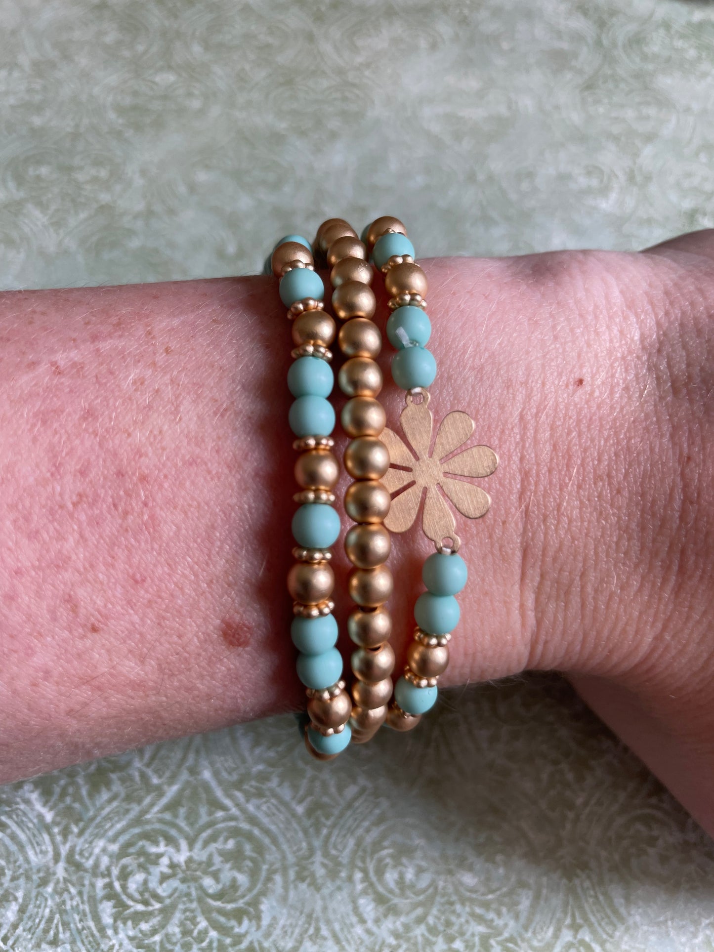 Teal and Gold Bracelet Stack