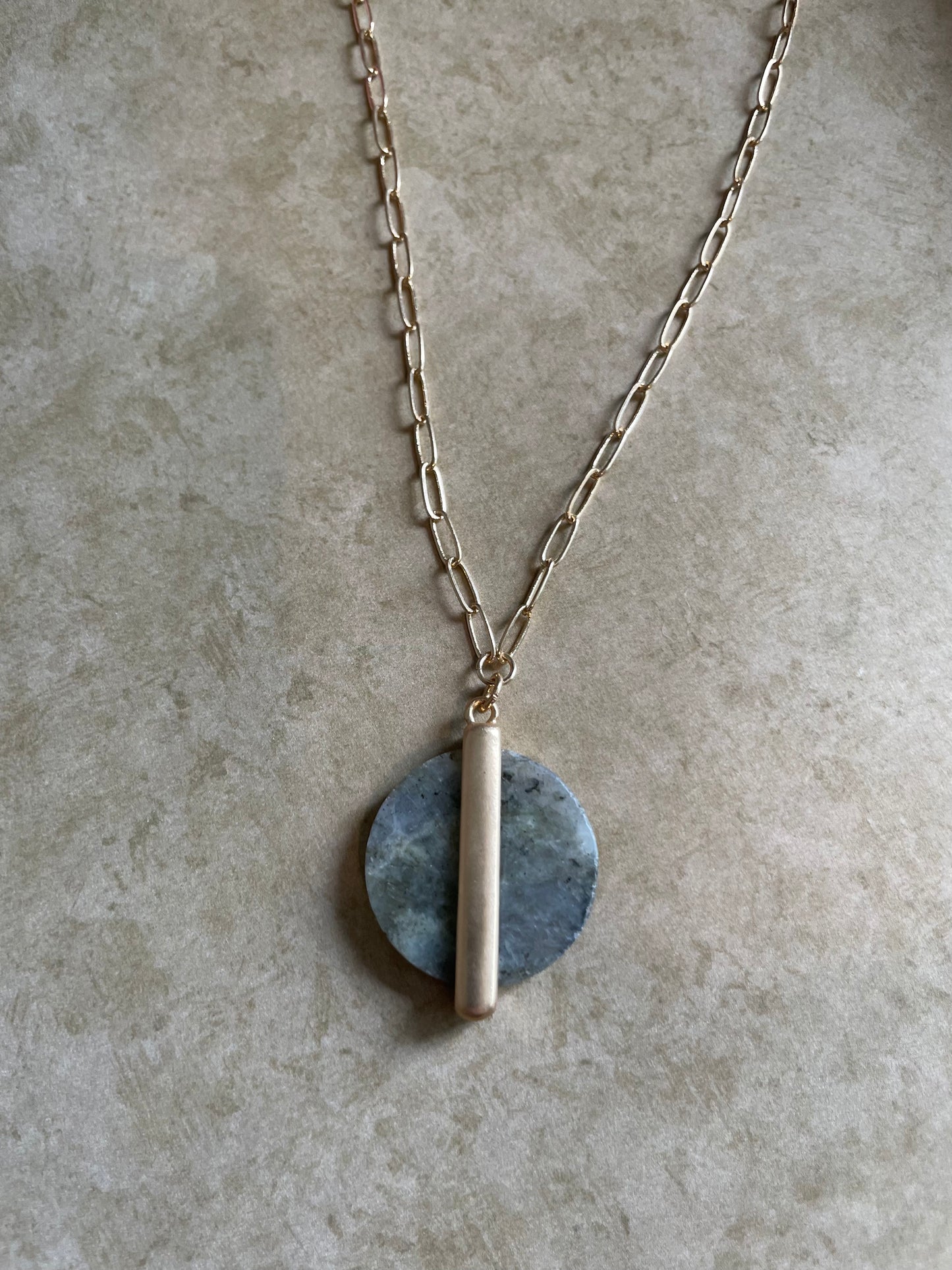 Stone And Bar Necklace