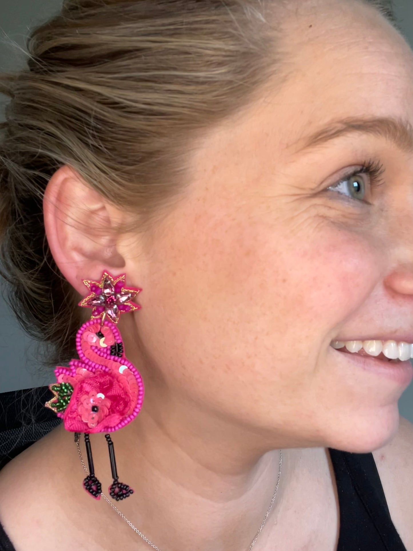 Flamingo Beaded Earrings