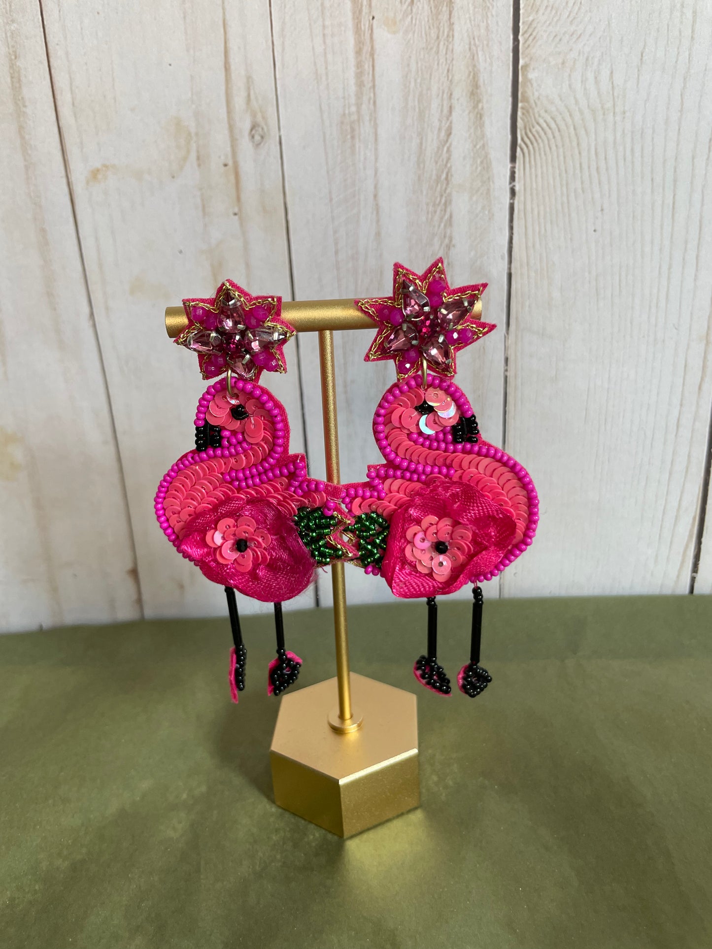 Flamingo Beaded Earrings