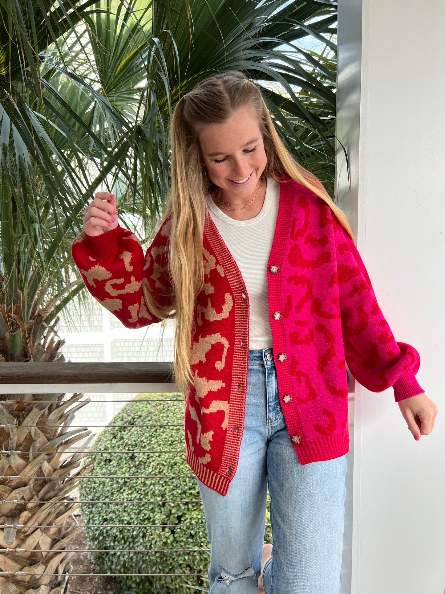 Leopard Print Contrast Cardigan